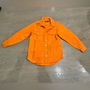 Missguided oversized distressed orange denim Jean jacket women’s size 0